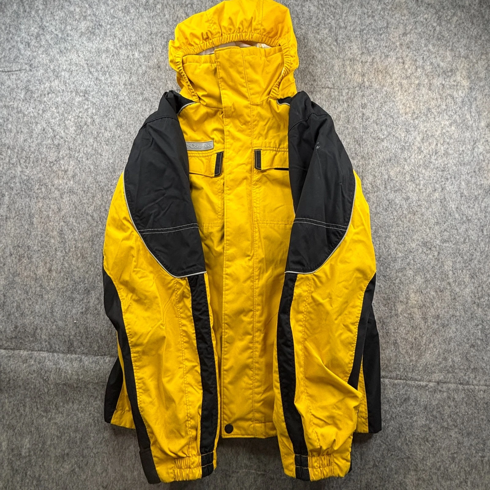 Vintage Columbia Sportswear Ski Jacket Boys 18/20 Youth Yellow Black Fire Ridge