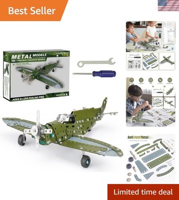 STEM Airplane Model Building Set - 258 Interlocking Metal Pieces for Ages 8-16