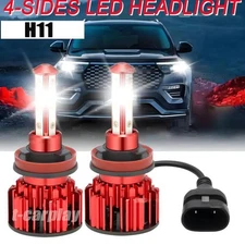 2Pcs 4-Sides H11 LED Headlight Kit Low Beam Bulb Super Bright 6500K 1000000LM