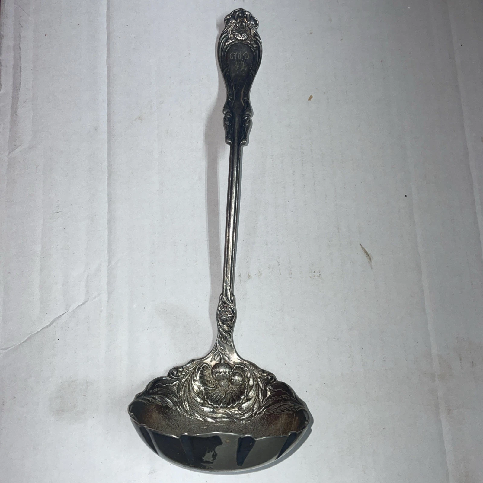 William Rogers Silverplate Hanover Punch Soup Ladle Large 11” M Mono Ornate