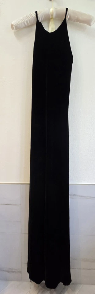 Maxi Vestido Para Mujer De Colección Simplicy Los Angeles 100% Terciopelo Seda Negro Talla 8 M Foto 2 de 4