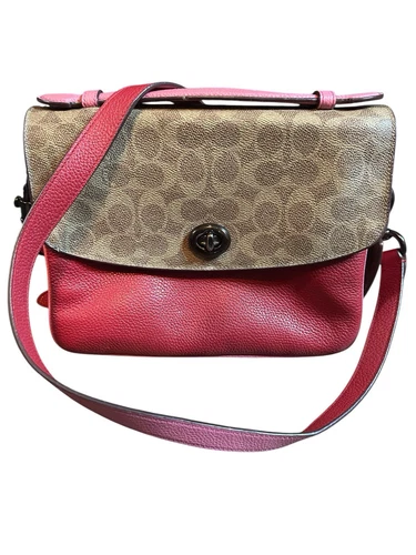 Borsa Coach Cassie Tracolla In Firma Blocco Marrone Rosso Mela 74091