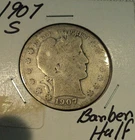 1907-S Barber  Silver Half Dollar