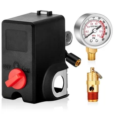 Air Compressor Pressure Switch 26 Amps 120/240 Volts 120-155 Psi with 0-200 P...