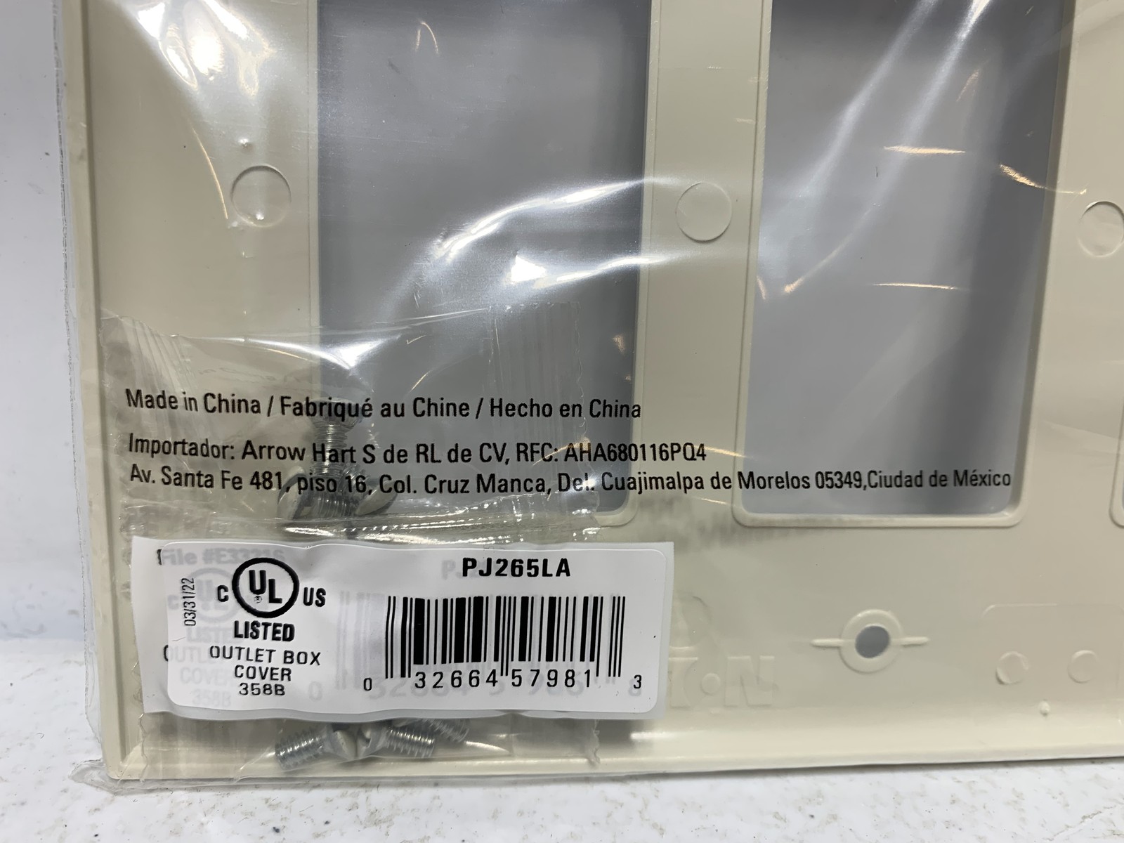 Eaton PJ265LA Wall Plate 5-Gang Mid-Size Light Almond (10-Pack)