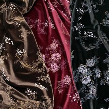 Tessuto Velluto Elastico Stampato Fiori 50 Cm 3090