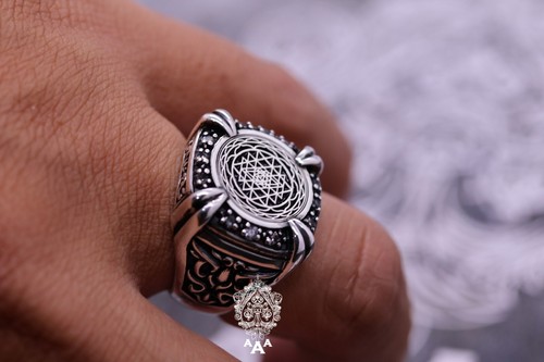 Anillo Sri Yantra Anillo Plata Sri Yantra Anillo Sri Yantra Meditación Anillo Plata - Imagen 8 de 8