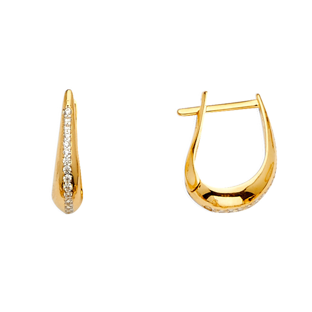 Wellingsale 14k Yellow Gold 3mm CZ Channel Drop Earrings (x 11 mm)