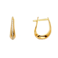 Wellingsale 14k Yellow Gold 3mm CZ Channel Drop Earrings (x 11 mm)