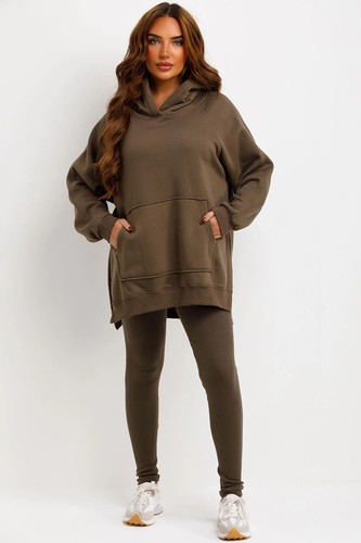 Womens Ladies Oversized Hooded Sweatshirt & Leggings Set Hoodie Lounge Tracksuit - Picture 48 of 61
