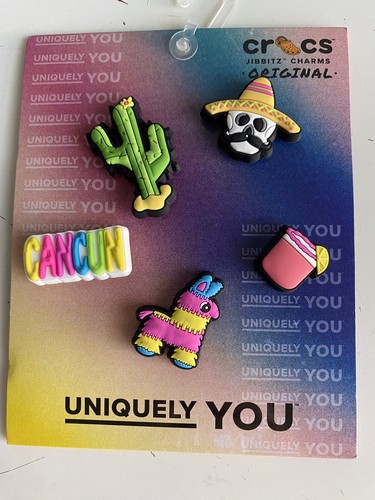 Set Of 5 Jibbitz Set For Crocs HOLA MEXICO Cancun Cactus Piñata Margarita Charro