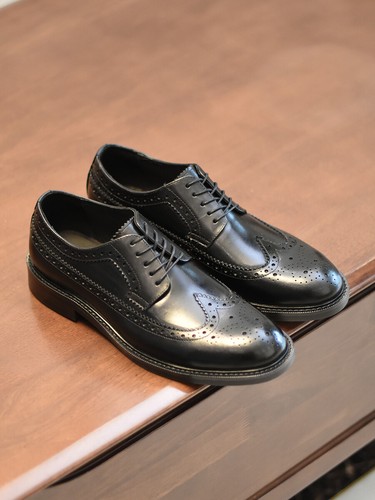 Zapatos británicos tallados en brogue punta redonda para hombre zapatos informales de boda de cuero de negocios - Imagen 3 de 22