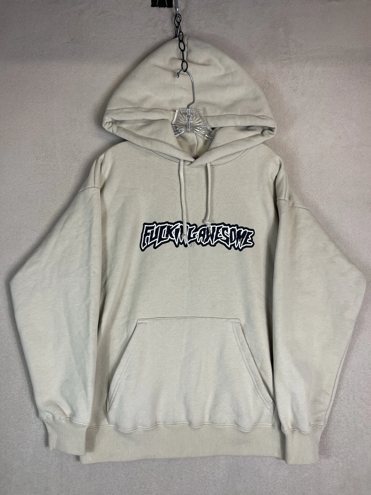 Fcking Awsome Hoodie Adult Medium Sand Pullover Sweater Sweatshirt Mens