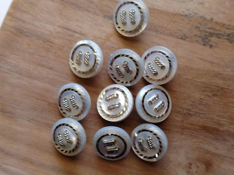 10pcs silver-colored 15mm bundle of shell buttons special vintage buttons shell - Image 2 of 4