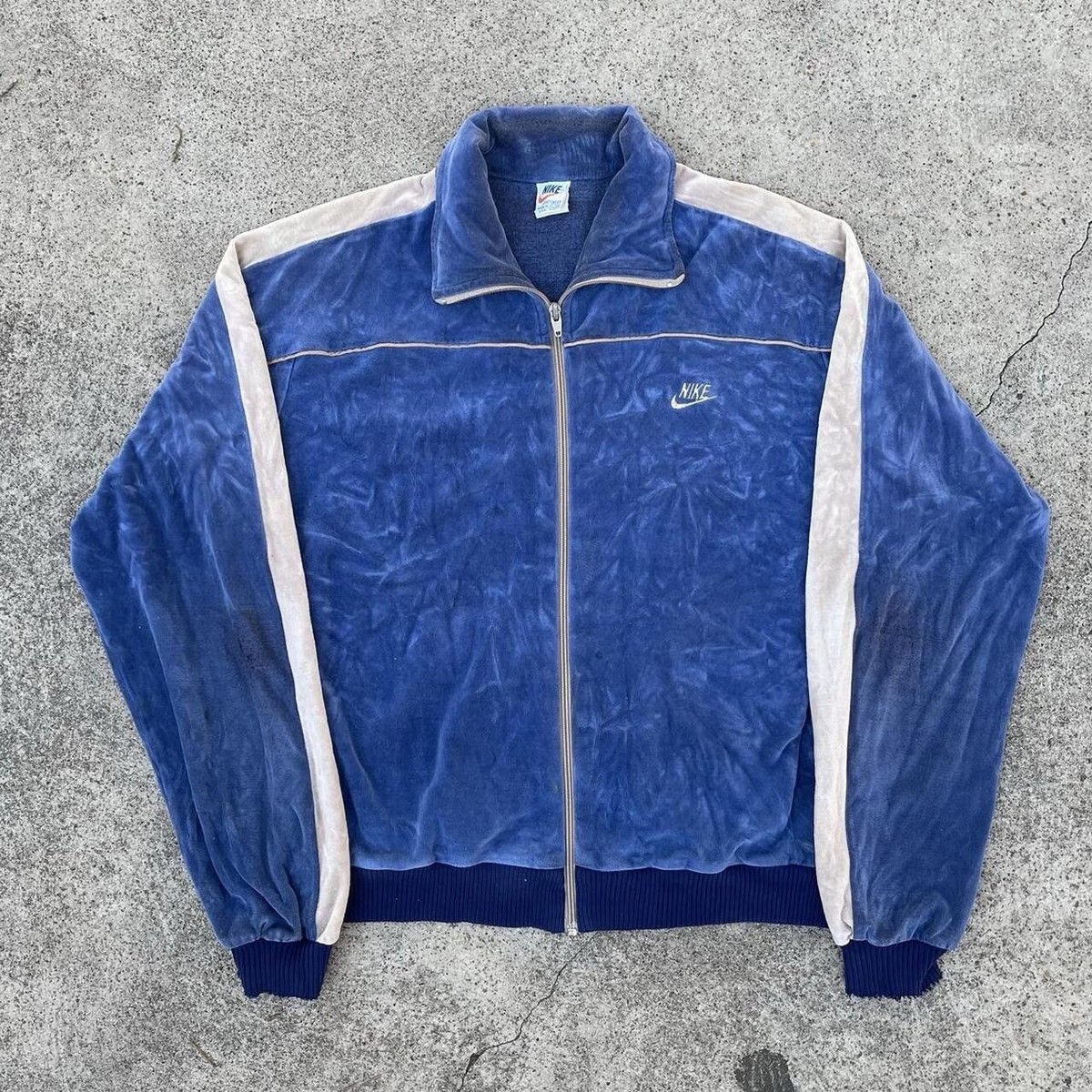 Vintage 70s Nike Velour Velvet Track Jacket Xl Big Size Blue Vintage 70s Nike Velour Velvet Track Jacket Xl Big Size Blue