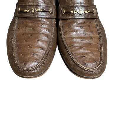 Moreschi Made In Italy Men\'s 8 Ostrich Skin Leather Loafer Shoes Brown Moreschi Made In Italy Men main image 3