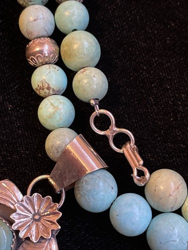 Mary Ellen NAVAJO 925 Sterling Silver Turquoise PENDANT Bead Necklace 23” 67.1g - Picture 5 of 12