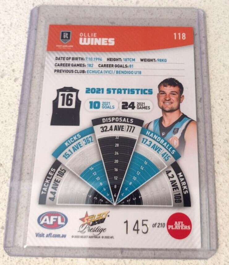 2022 FOOTY STARS Prestige Ollie Wines Orange 145/210 Port Adelaide eBay