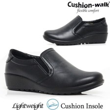 Ladies Low Wedge Cushioned Hospital Nurse Shoes Slip On Smart Comfy Work Boots