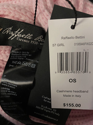 NWT Pink Cashmere Raffello Bettini Knit Headband 100% Cashmere Pink One Size Hats for Women for sale | eBay main image 4