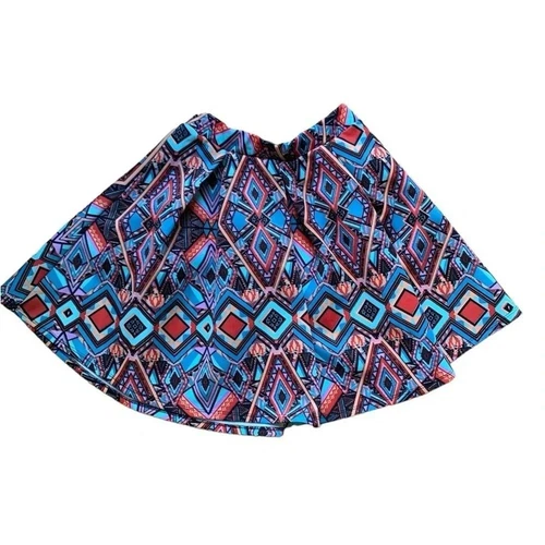 Alya Mini Skirt Womens Small Abstract Geometric Pleated Skater Festival Coquette