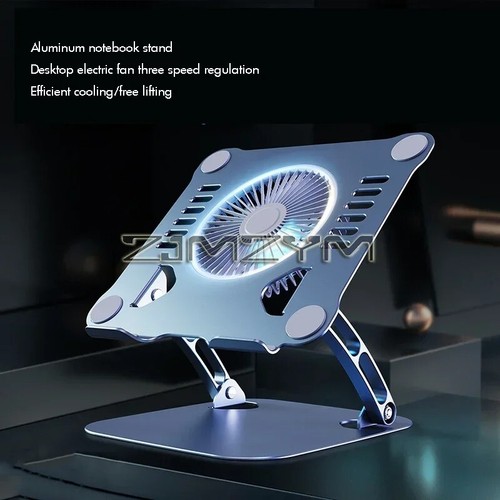Aluminum Laptop Stand with Cooling Fan Ergonomic Notebook Foldable - 第 3/8 張圖片