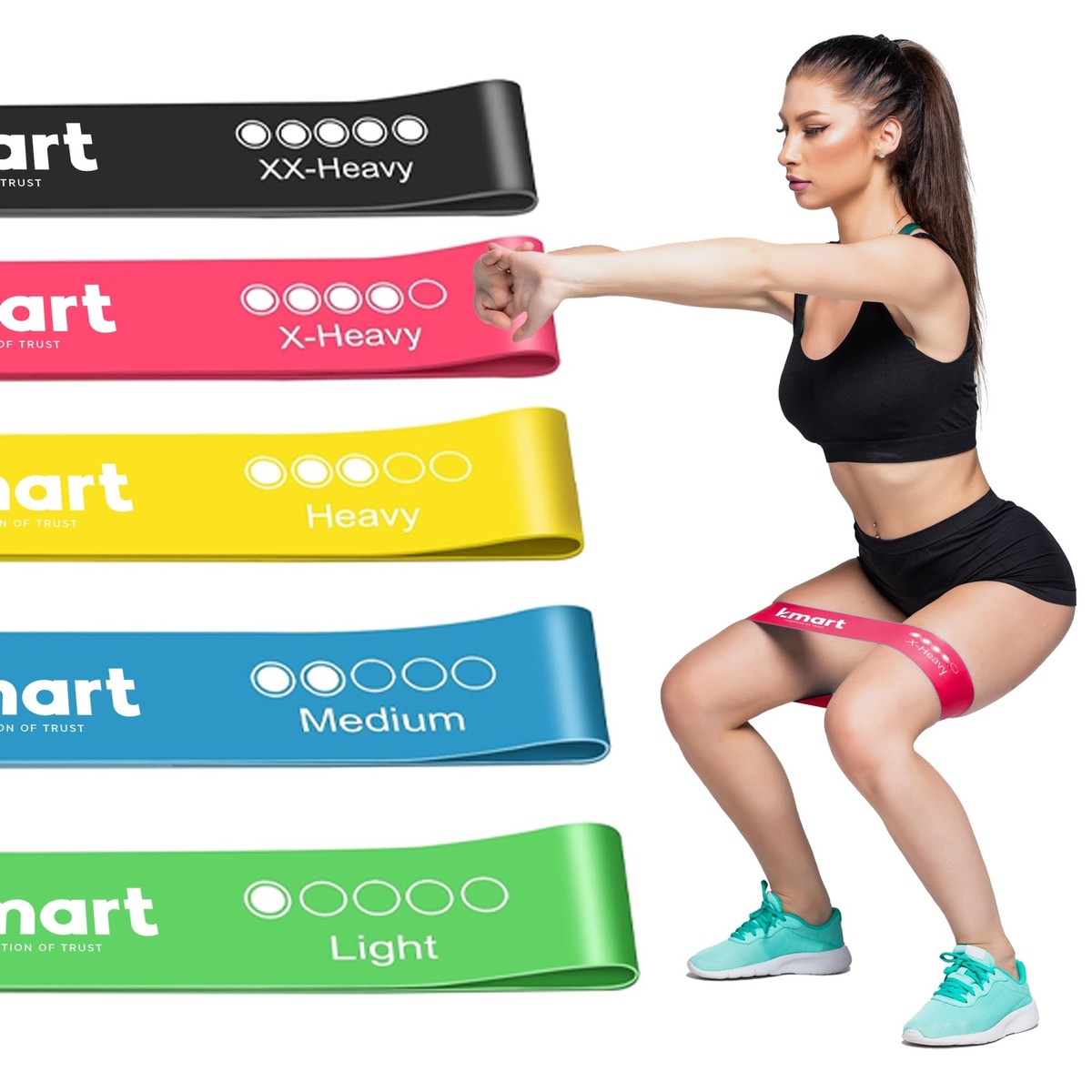Heavy Resistance Pilates Bands Kmart K-MART Resistance Bands Set