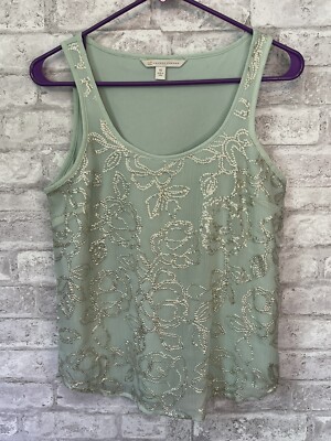 Lauren Conrad Sheer Mint Green Embroidered Tank Top Size XS