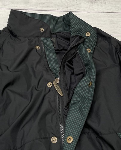 DryJoys by FootJoy Herren Größe Large Windbreaker Reißverschluss Druckknopf Jacke grün schwarz kariert - Bild 4 von 11