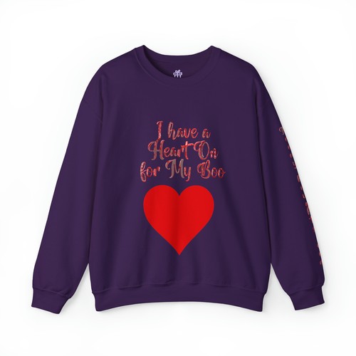 I Have a Heart On for My Boo Red Font Adult Unisex Crewneck Sweatshirt - Picture 41 of 48
