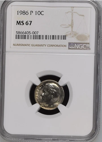 1986-P  10C Roosevelt Dime NGC MS67  5866405-007