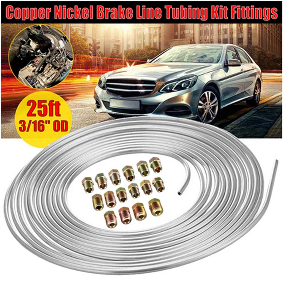 Steel Zinc Brake Line Tubing Coil 3/16 inch 25 feet with 16pcs Fitting Kit - Image 3 of 4