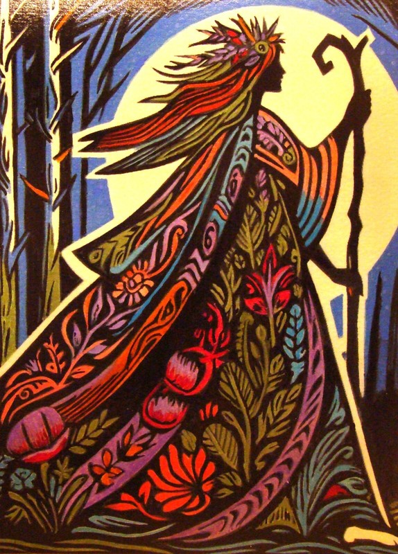 Abundance Walks the Land 5" x 7" Acrylic Painting on Paper titled