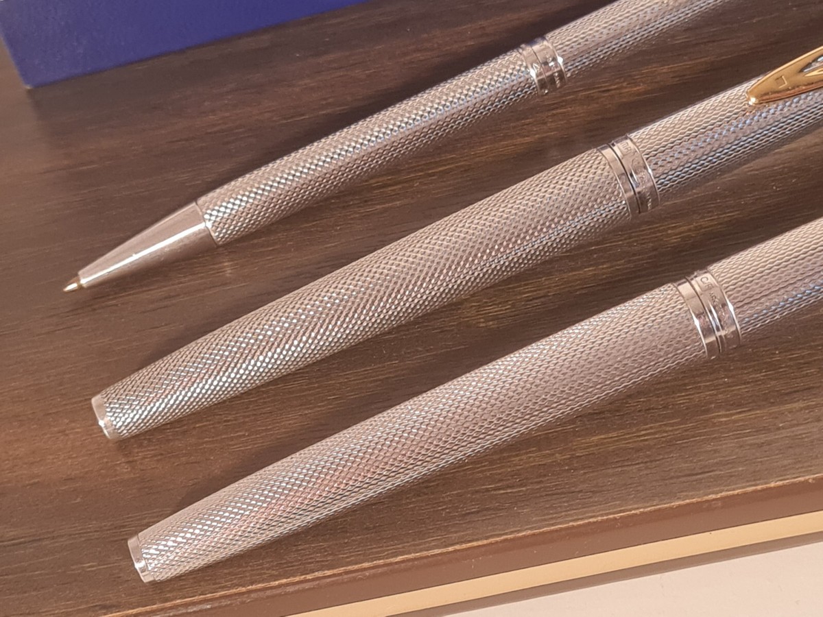 Stylo Plume Waterman CF Argent Massif Motif Grains D'orge - Occasion - Avec Roller Et Bille