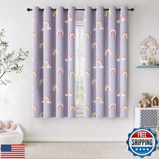 Vangao Boho Girls Blackout Curtains Purple for Kids Room 63 Inch Length, Rain