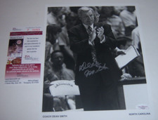 DEAN SMITH NORTH CAROLINA TARHEELS!,HOF JSA/STAMP/COA SIGNED 8X10 PHOTO