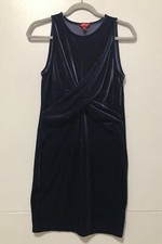 Guess Dress Women's M Navy Blue Velour Criss Cross Detail Sleeveless Bodycon