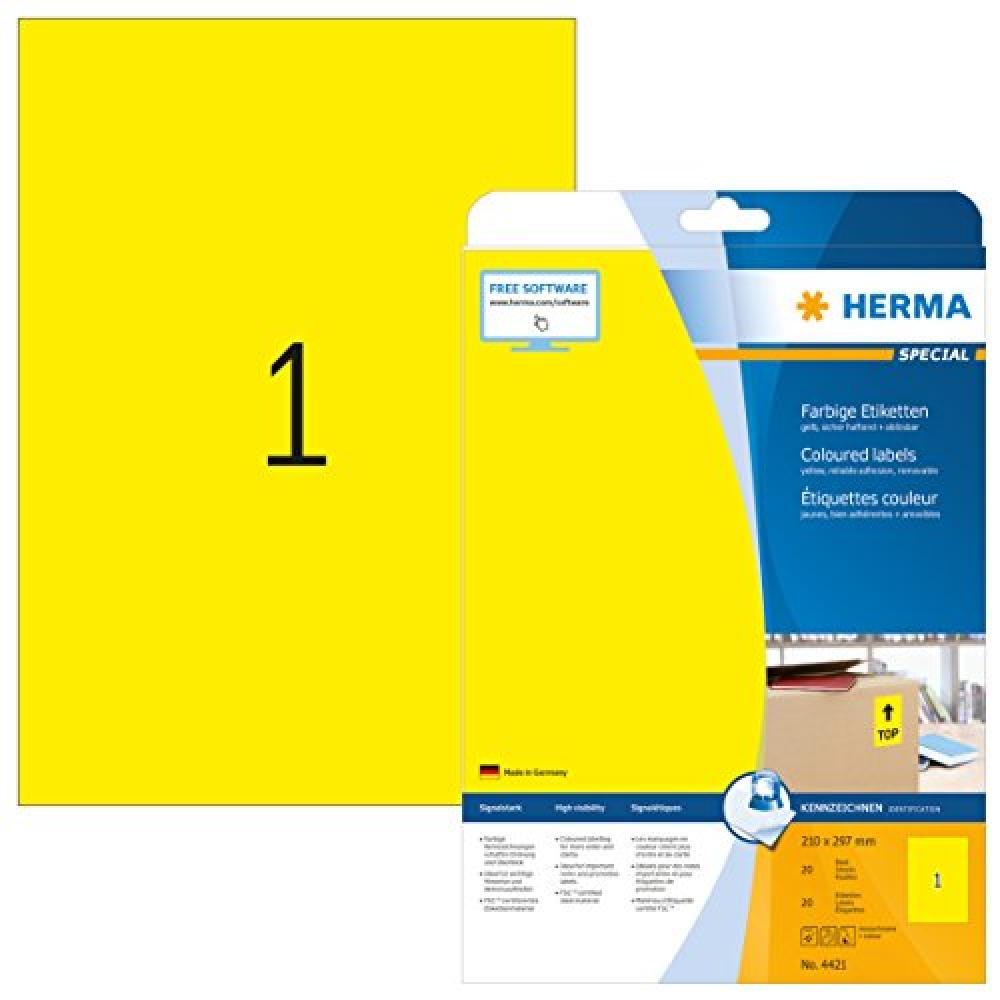 (TG. 210 x 297 mm) HERMA SuperPrint, Etichette senza bordo, 210 x 297 mm, colore