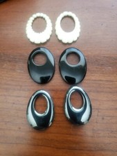 Vintage Necklace Pendants lot of 6 white black Gray Stone