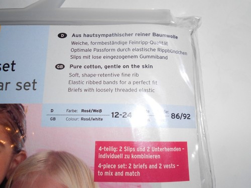 100% Cotton 4 sets GIRLS UNDERWEAR by Tchibo, Germany Size 86/92 12-24 month NEW - Picture 4 of 9