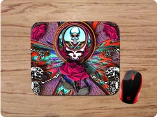 GRATEFUL DEAD SKULLS & ROSES ART CUSTOM COMPUTER MOUSE PAD MAT NONSLIP NEOPRENE
