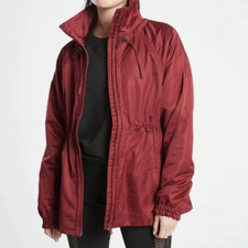 Athleta Escape Jacket Full Zip Canyon Red Waist Cinch Ventilated Women's Small