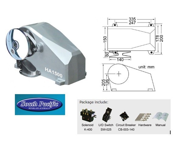 Horizontal Windlasses 10mm Chain Size 12V 1500W for Sailing