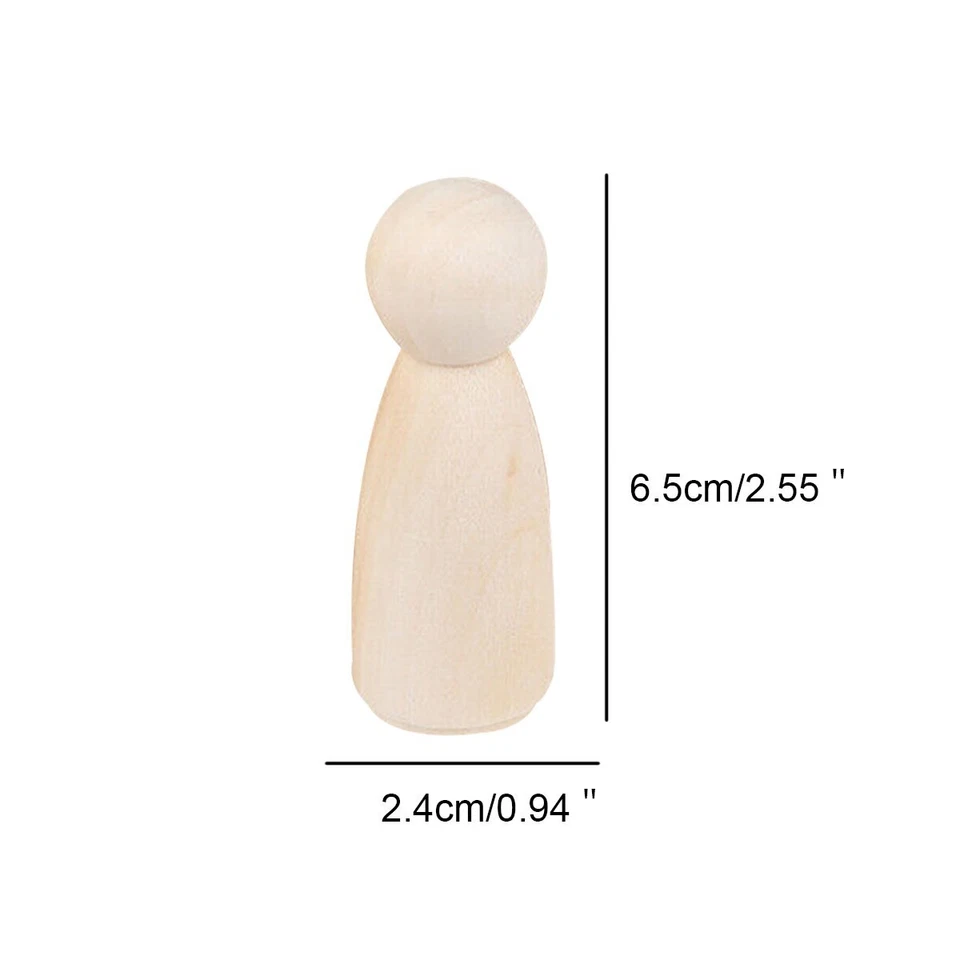 20x65mm Wooden Doll Peg People Little Unfinished Painted DIY Wood for Kids Gifts - Image 3 of 4