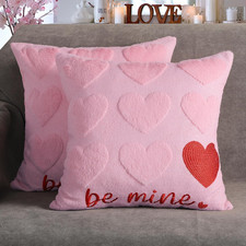Be Mine Valentine'S Day Decorative Pillow Covers 18X18 Inch Set of 2, Pink Soft