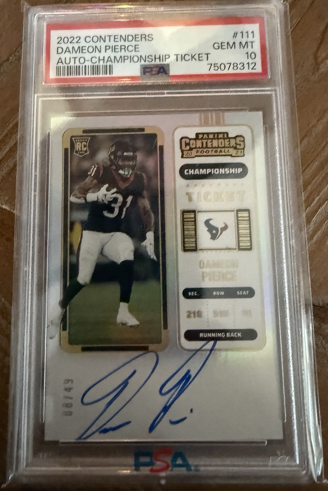 Dameon Pierce Panini Contenders #111 Variation-Autograph-Championship Ticket
