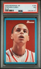 2009 Bowman 48 Stephen Curry Blue Rookie RC #/1948 Warriors PSA 7 SP