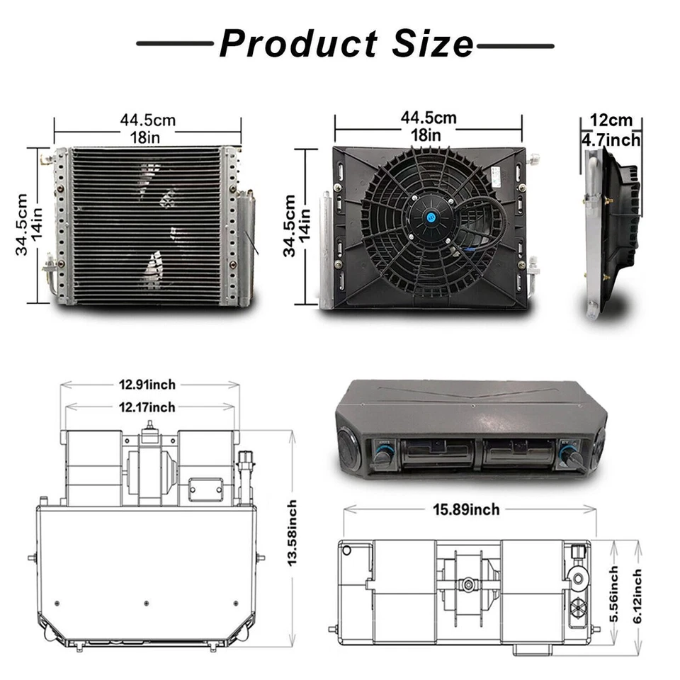 Cool&Heat DC 12V Underdash Electric Air Conditioner Universal Auto Car A/ C Kit - Image 2 of 4