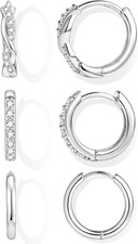 14K Gold Plated Huggie Hoop Earrings for Women, Small Sterling Silver Earring Se