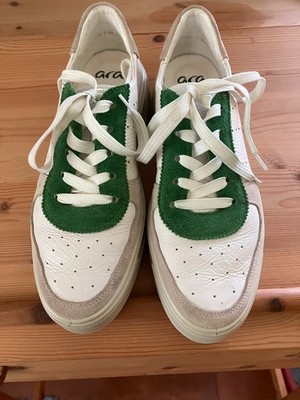 Ara Damen High Soft sportliche Sneaker weiß grün Leder Größe 6 1/2 weit